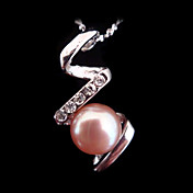 nobile perla d'acqua dolce rosa d'argento con ciondolo collana (lsp057)