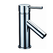 Centerset Contemporary Chrome Finish Solid Brass Bathroom Sink Faucet