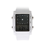 silicone banda digitale + analogico multi-display orologio da polso da donna (bianca)