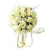 elegante luz redonda amarilla ramo de boda / ramo de novia con la decoración de gasa de cuentas (0797-sim022)