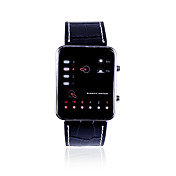 Mode pu Lederband Armbanduhr mit 14-LED (Batterie enthalten)