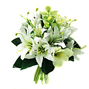 Beautiful Silk Lily With Chiffon Decoration Round Wedding Bouquet/ Bridal Bouquet