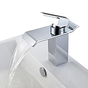 contemporaine robinet d'évier cascade salle de bains - fini chrome