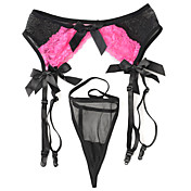 4 Straps Sexy Lace Suspender Belts & Thong Set Party Garters