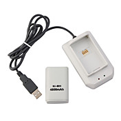 4-in-1 kit de chargement: câble d'extension batterie du contrôleur + chargeur de batterie pour Xbox 360 (blanc)