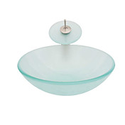 Transparence Round Tempered glass Vessel Sink With Waterfall Faucet, Mounting Ring and Water Drain(0917-VT4067)