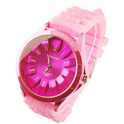 silicone band metal moderno con linea moda donna al quarzo uomo orologio casual - rosa
