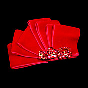 splendido raso rosso con copricapo da sposa strass