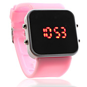 specchio viso in silicone banda gelatina portato orologio da polso per uomo donna (rosa)