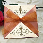 Gold formale Hochzeitseinladung mit Organza-Schleife (Satz 60)