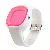 Orologio casual, unisex, con cinturino in silicone - Pesco/rosso