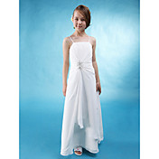 A-line Spaghetti Straps Floor-length Beaded Chiffon Junior Bridesmaid Dress