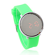 unisex gelatina stile sportivo cristallo rotondo specchio faccia luce led rosso orologio da polso - verde