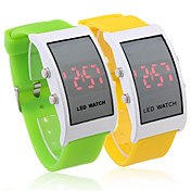 Paar weiche Silikon-Armband rote LED Armbanduhr - gelb & grün