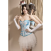 Satin With Embroidery Strapless Front Busk Closure Corsets Special Occasion Shapewear