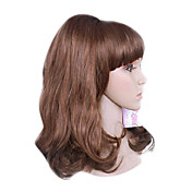 capless épaule longueur grade de qualité supérieure synthétique lin brun cheveux bouclés perruque mini + cadeau gratuit