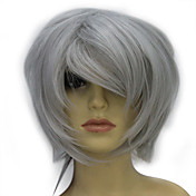 Capless Short Hign-temperature Resistance Shiny Grey Personality Costume Party Wig