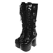 5" Cone Heel Platform Black PU Lolita Boots