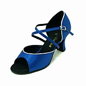 Satin Upper Ballroom Dance Shoes Peep Toe Latin Shoes for Women More Colors