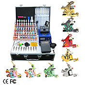 8 cañones kit tatuaje con lcd de energía y 40 de tinta + tatuaje temporal libre de 2 unidades
