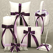 satin blanc double ruban d'accessoires de mariée collection (ensemble de 6)