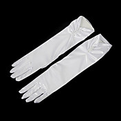 Elastic Satin Fingertips Elbow Length Flower Girl Gloves