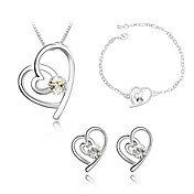 Damen Herzform Kristall Schmuck-Sets in sliver Legierung mit Halskette Armband mehr Farben erhältlich