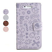 Cartoon Pattern PU Leather Case for iPhone 4 (Assorted Colors)