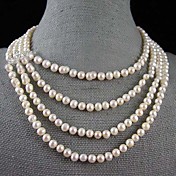 4 Strand 6-7MM Natural Freshwater Pearl Necklace – 16-22 Inch