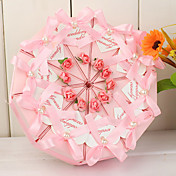 Pink Bow And Faux Pearl Topper Cake Slice Box (Set of 10)