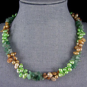 6-7MM And 7-9MM Genuine Freshwater Pearl NecklaceWith Jade – 20 Inch