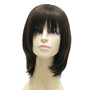 sem tampa médio longo preto de seda peruca de cabelo 100% humano direto