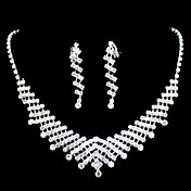 Senhoras cristal em jóias sliver liga casamento conjunto com colar e brincos