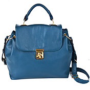 Top Handle Faux Leather Satchel With Detachable Shoulder Strap
