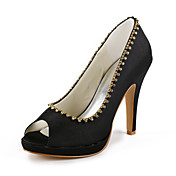 Satin Stiletto Platform Pumps With Rhinestones For Wedding (More Colors)