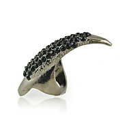 Long Claw Ring With Black Rhinestones – Large