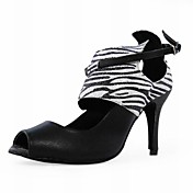 Customized Sparkling Zebra Print With Leatherette Latin/Ballroom Performance Shoes