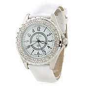 Elegante Reloj de Moda de Mujer Quartz de Cuero PU (Blanco)