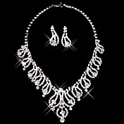 Silver Rhinestone Two Piece Ladies' Bright Dazzling Wedding Jewelry Set (45 cm)