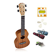 yadars - mahonie concert ukelele met gigbag / stemfluit / picks / capo