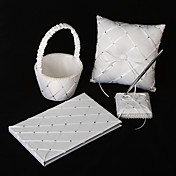 diamant grille de satin blanc collection de mariage set (4 morceaux mis)