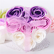 9 piezas de pétalos de rosa de jabón en la caja en forma de corazón (juego de 4 cajas)
