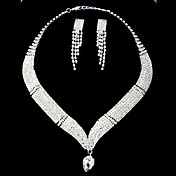 sølv rhinestone to stykke elegent fersken-hjerte form ladies'wedding smykker sett (45 cm)