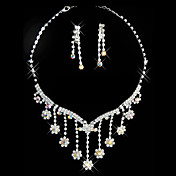 Gorgeous Rhinestone Two Piece Little Flower Ladies' Jewelry Set (45 cm)
