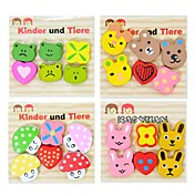 Cute Cartoon Design Wooden Fridge Magnets (6-Pack, Random Color)