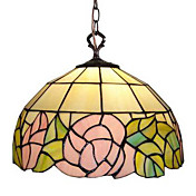 tiffany hanglamp met 1 lichten in roze roos patroon
