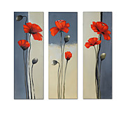 dipinto a mano olio su tela con cornice floreale allungata - set di 3