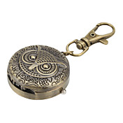 unisex legering analoge quartz horloge sleutelhanger met uil (brons)