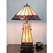 Tiffany Table Light with 3 Lights Tower Design - Electroplate Finish
