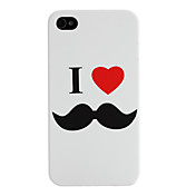 Custodia cuore + baffi stile pelle PU per iPhone 4 e 4S - Bianco